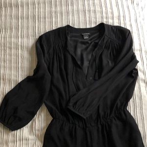Club Monaco Silk Black Long Sleeve Romper